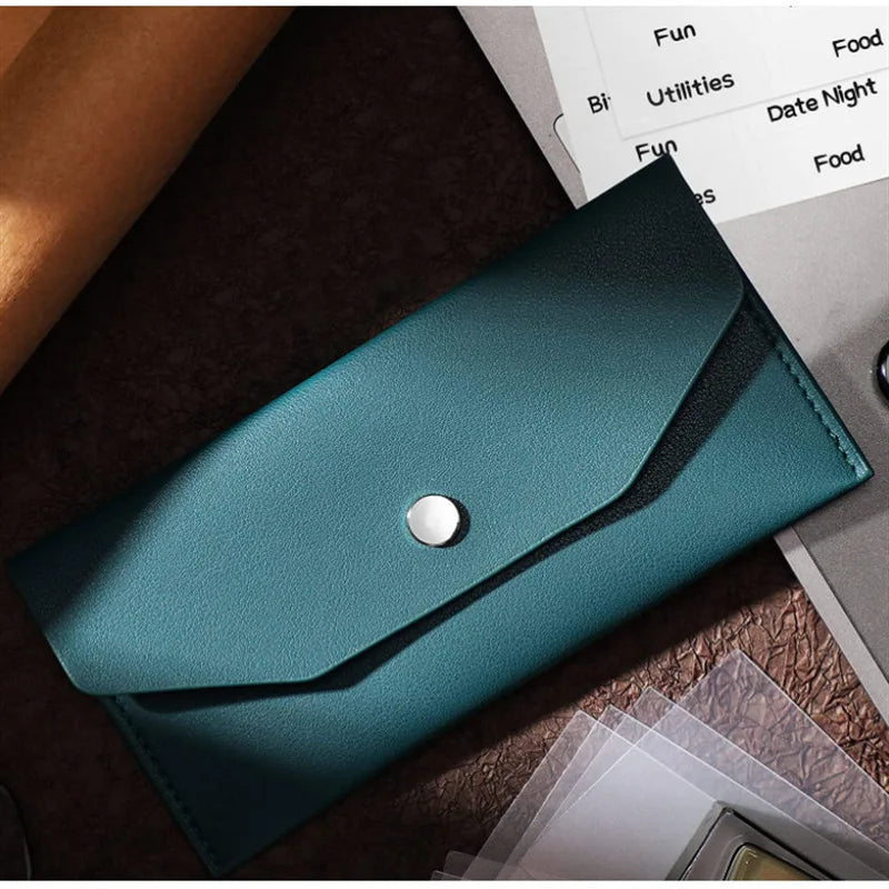 Slim PU Leather Envelope Wallet – Waterproof Cash Organizer