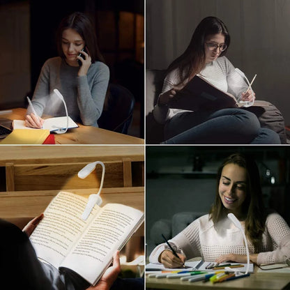 7 Led Book Light Usb Rechargeable Reading 3-Level Warm Cool White Daylight Portable Flexible Easy