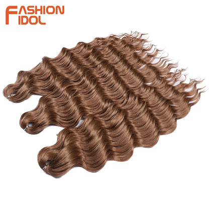 Anna 24 Inch Synthetic Hair Water Wave Braiding Extensions Ombre Blonde Deep Afro Curl Twist Crochet