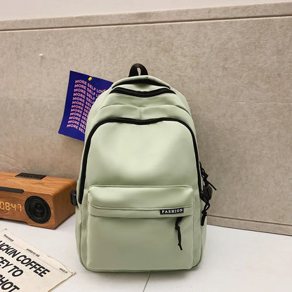 Large Capacity Student Backpack – Solid Color Travel School Bag