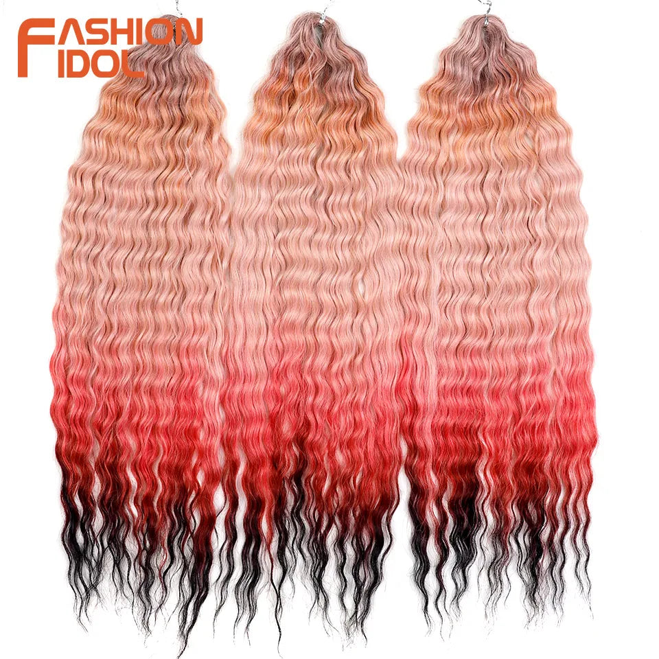 Idol 300g 22 Inch Ariel Curl Hair Water Wave Twist Crochet Synthetic Ombre Rainbow Color Braiding