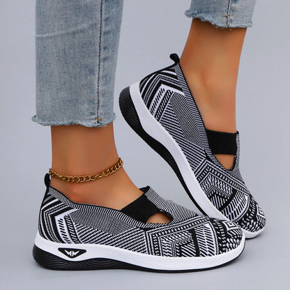 Women's Slip-On Knit Sneakers – Breathable Mesh Flat Shoes