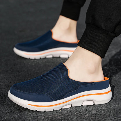 Men's Breathable Mesh Slip-On Mules – Thick Sole Indoor Outdoor Slides