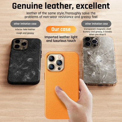 Original Leather Wireless Charging Animation Cases Iphone 16 15 14 13 Pro Max Magsafe Phone Case