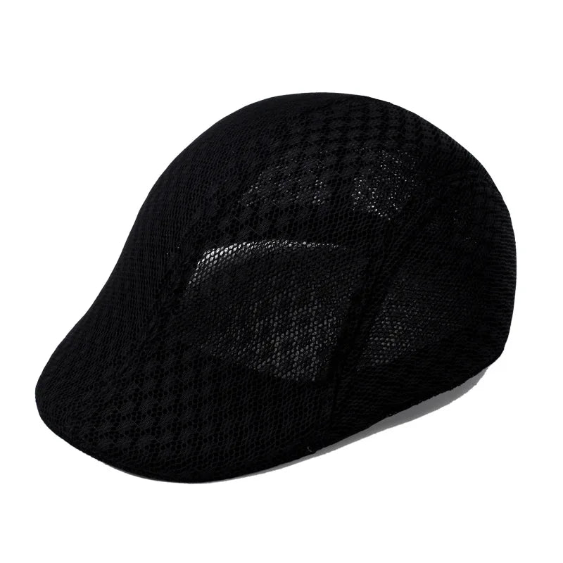 Mesh Beret Flat Cap – Unisex Breathable Newsboy Hat