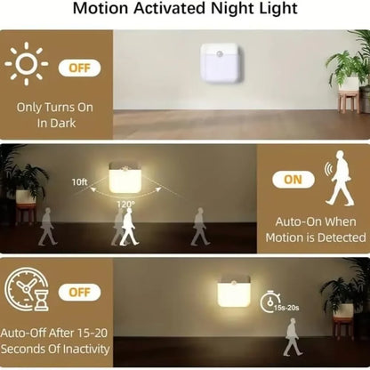 Motion Sensor Led Light Usb Charging Square Lamp Bedroom Kitchen Stair Hallway Wardrobe Cupboard