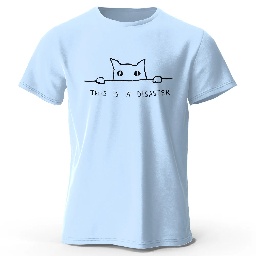 Minimalist Line Art Cat Graphic T Shirt Soft Cotton Unisex Tee