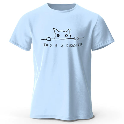 Minimalist Line Art Cat Graphic T Shirt Soft Cotton Unisex Tee