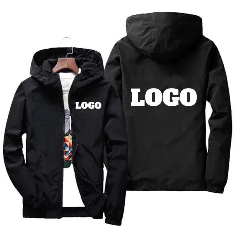 Custom Logo Windbreaker Men – Waterproof Hooded Jacket Personalized
