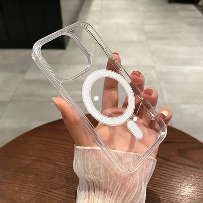 Magesafe Magnetic Transparent Wireless Charge Case Iphone 11 12 13 14 15 16 17 Air Pro Max Plus Mini