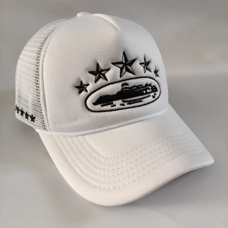 Five Star Embroidered Mesh Trucker Hat – Unisex Snapback Cap