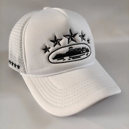 Five Star Embroidered Mesh Trucker Hat – Unisex Snapback Cap