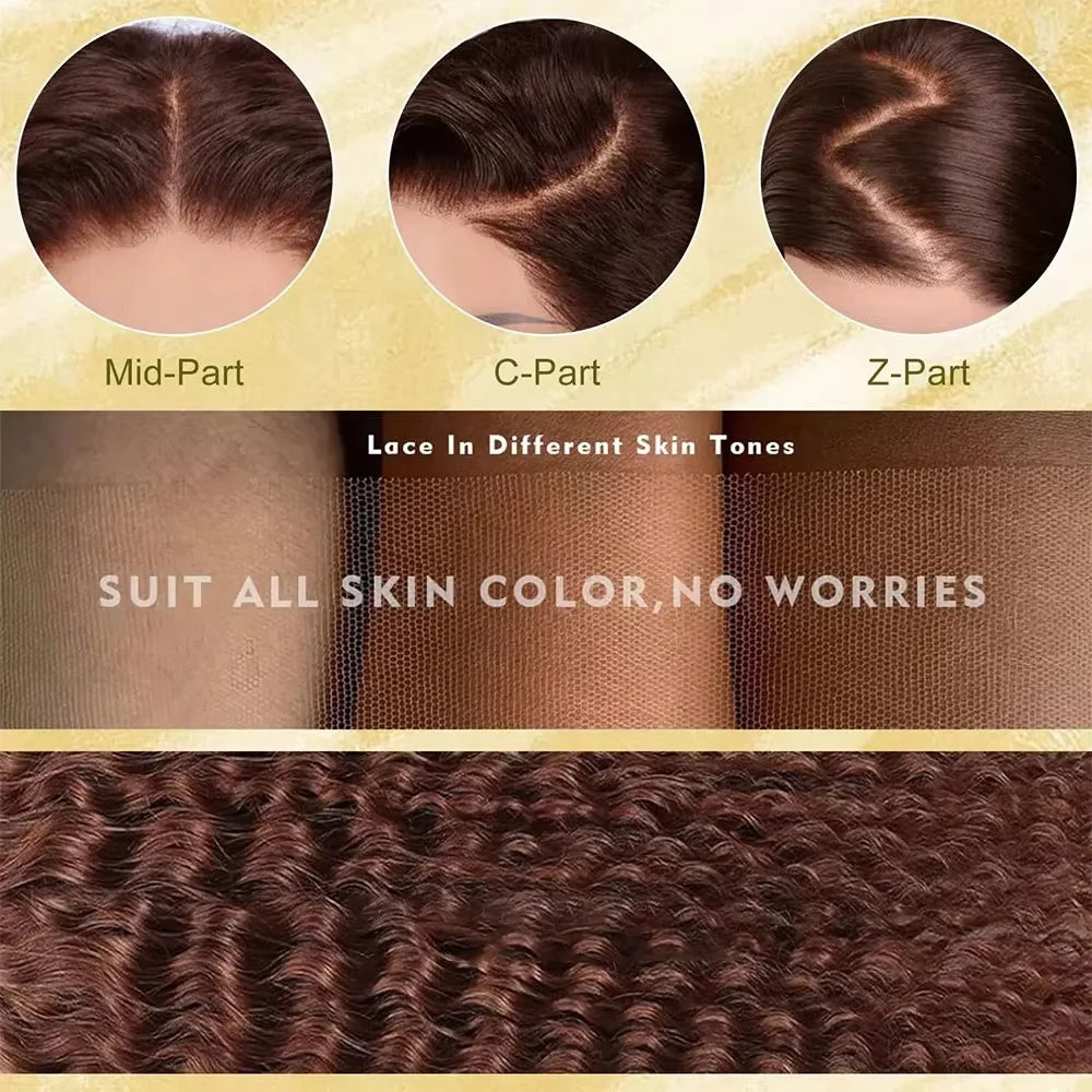 13x4 HD Lace Front Wig Deep Wave Chocolate Brown Human Hair