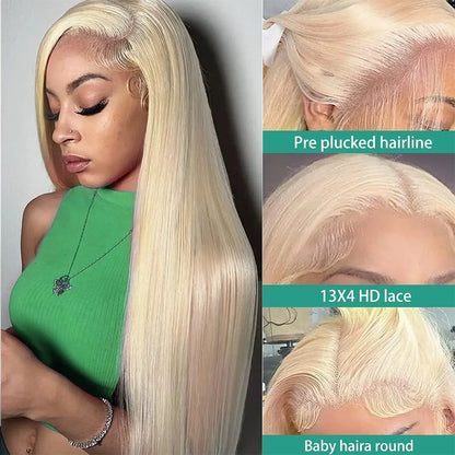 613 Blonde Lace Front Wig – Bone Straight Human Hair, 13x4 & 13x6 HD Lace