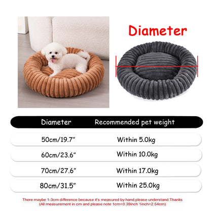 Round Plush Pet Bed – Super Soft Donut Bed for Dogs & Cats