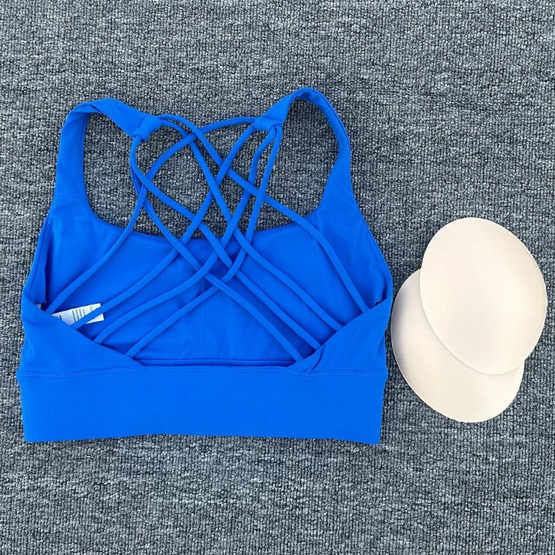 Women's Push-Up Sports Bra – Cross Back Shockproof Gym & Yoga Bra