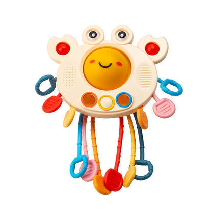 Baby Pull String Sensory Toy – Silicone Teething Rattle