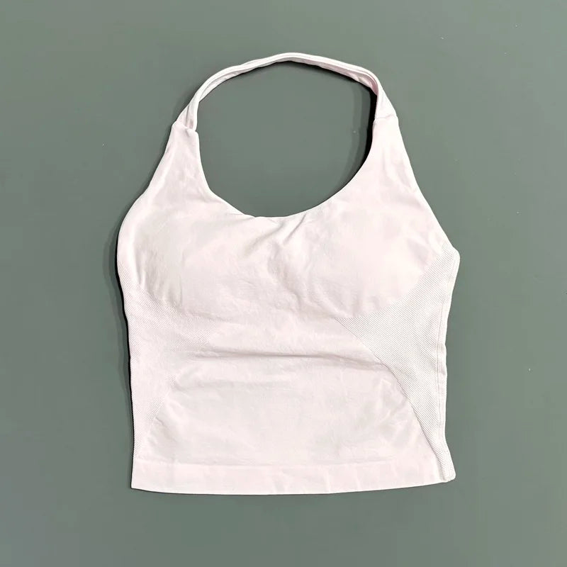 Seamless Halter Longline Sports Tank Top for Women – Gym Yoga Workout