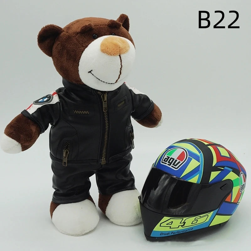Motorcycle Helmet Teddy Bear Plush Toy – Biker Stuffed Animal Gift
