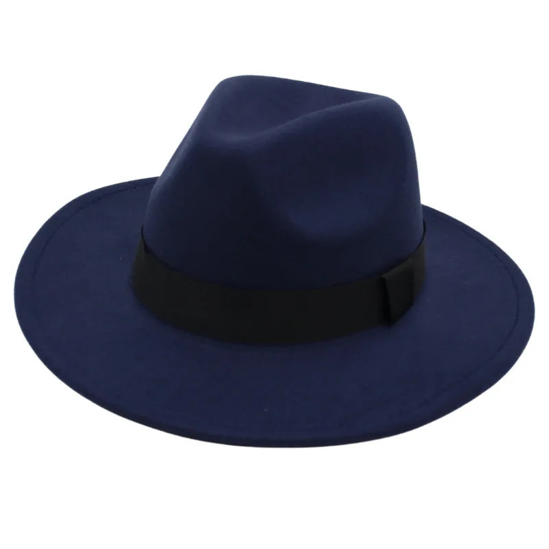 Wide Brim Wool Fedora Hat – Unisex Jazz Style
