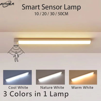 Aithea Led Motion Sensor Light Wireless Usb Rechargeable Night Portable Induction Lamp Cabinet