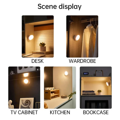 Night Light Usb Motion Sensor Charging Round Energy-Saving Led Lamp Bedroom Corridor Home Bathroom