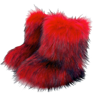 Faux Fur Snow Boots for Women – Fluffy Plush Winter Footwear