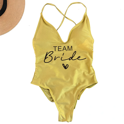 Team Bride One-Piece Swimsuit – Padded Bachelorette Bathing Suit