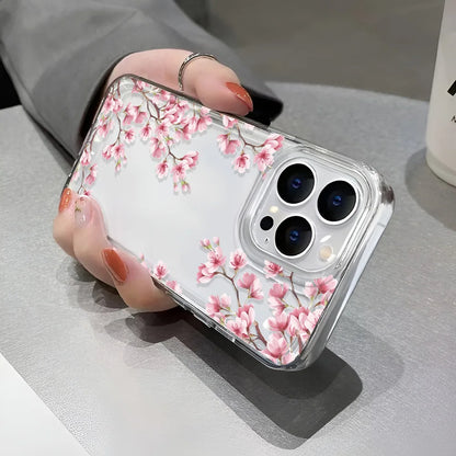 Girls Flower Clear Phone Case Iphone 16 15 14 13 12 11 Pro Max Plus Bumper Shockproof Hard Cover