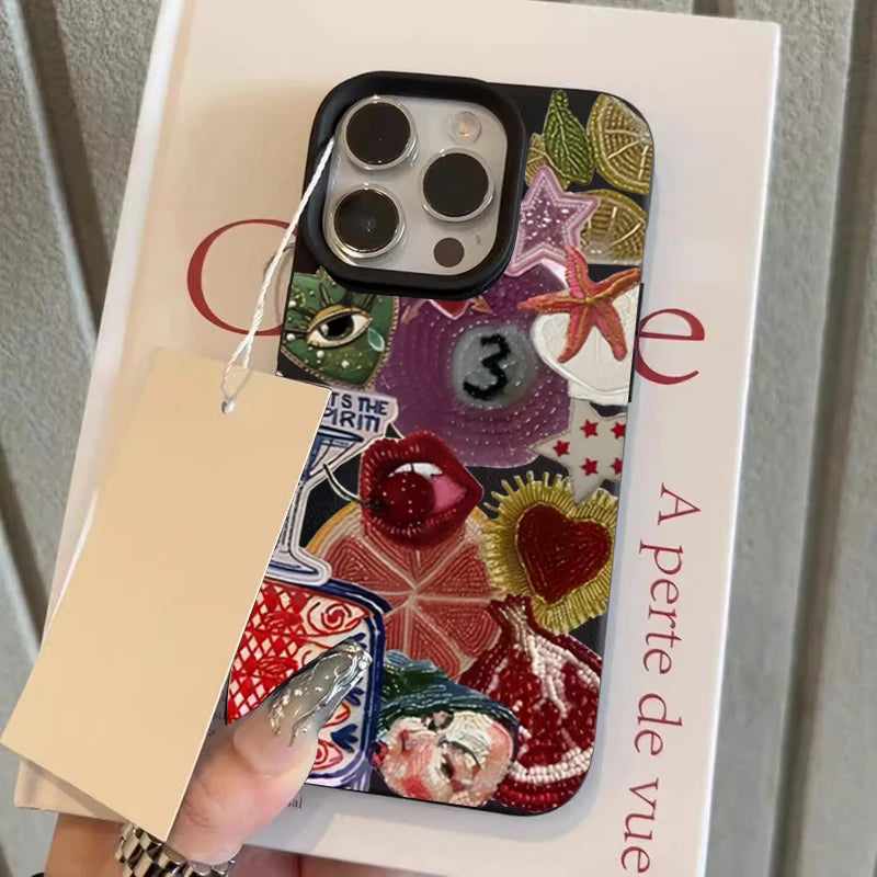 Retro Fruit Pattern Phone Case Iphone 17 Pro Max 16 15 14 13 12 11 16e X Xr Xs Plus Shockproof Soft
