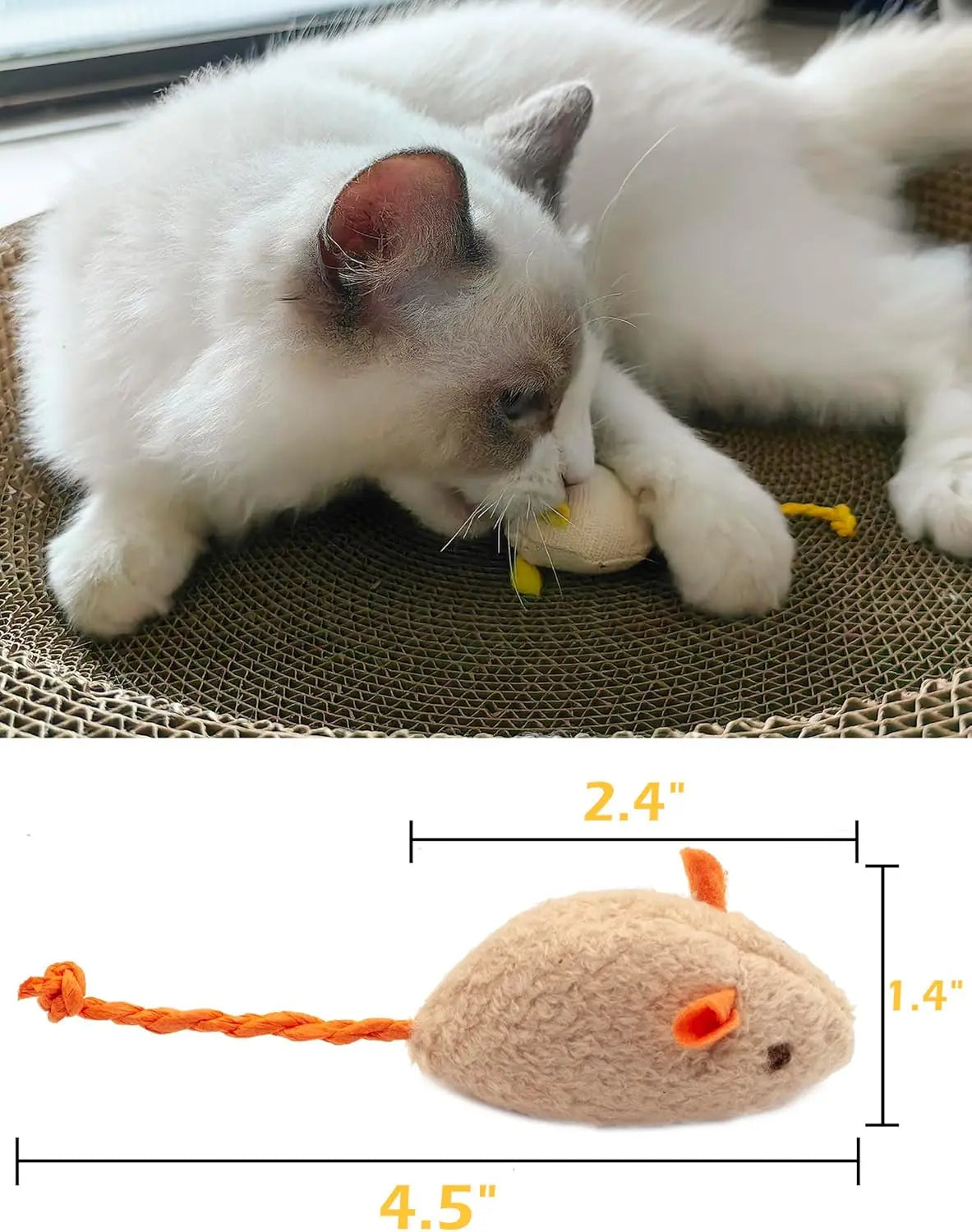 Catnip Mouse Cat Toys – Faux Fur Rattle Mice for Indoor Cats