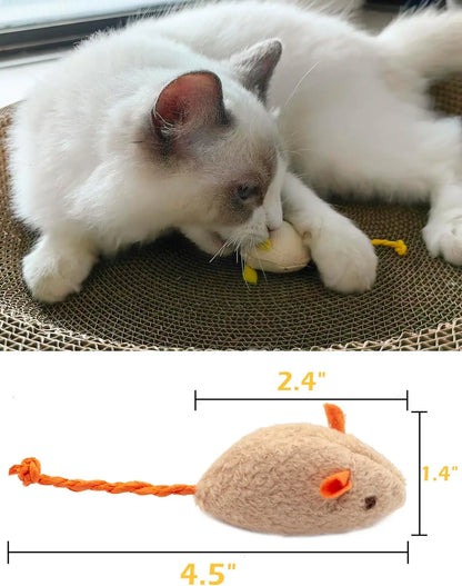 Catnip Mouse Cat Toys – Faux Fur Rattle Mice for Indoor Cats