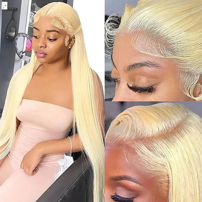 613 Blonde Lace Front Wig – Bone Straight Human Hair, 13x4 & 13x6 HD Lace
