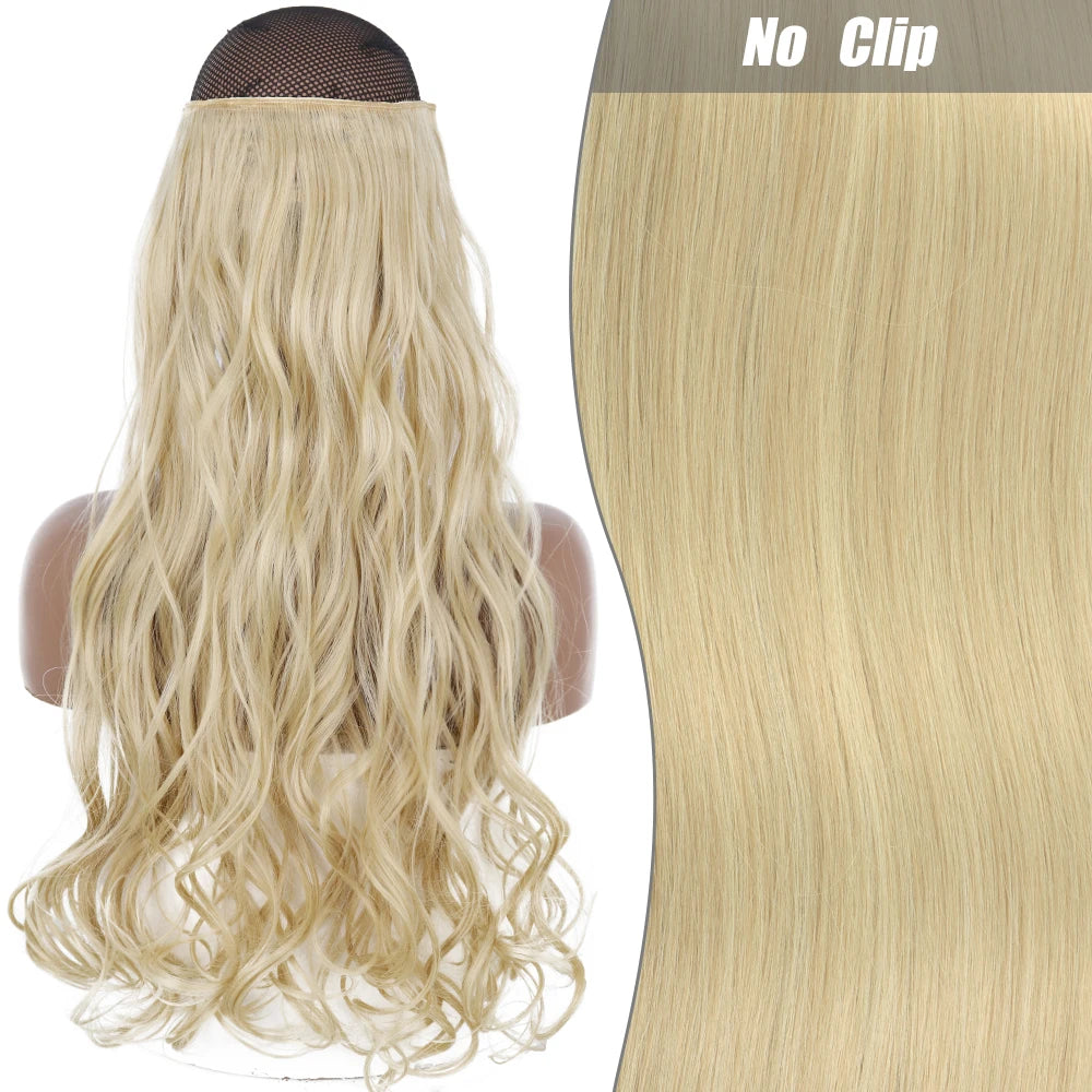 No Clips Natural Hair Extension Synthatic Artificial Long Straight Hairpiece Blonde Black Mixed