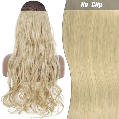No Clips Natural Hair Extension Synthatic Artificial Long Straight Hairpiece Blonde Black Mixed