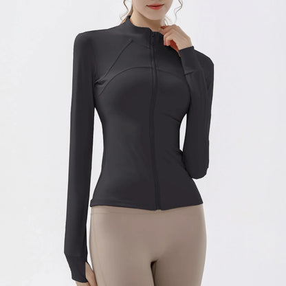 Women's Quick-Dry Sports Jacket – Long Sleeve Zip-Up Gym Coat