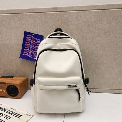 Large Capacity Student Backpack – Solid Color Travel School Bag
