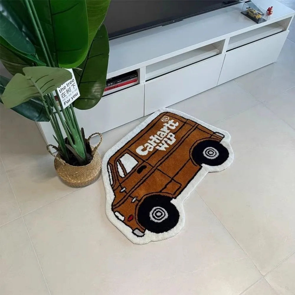 Novelty Car-Shaped Area Rug – Fluffy Decorative Carpet for Living Room & Bedroom