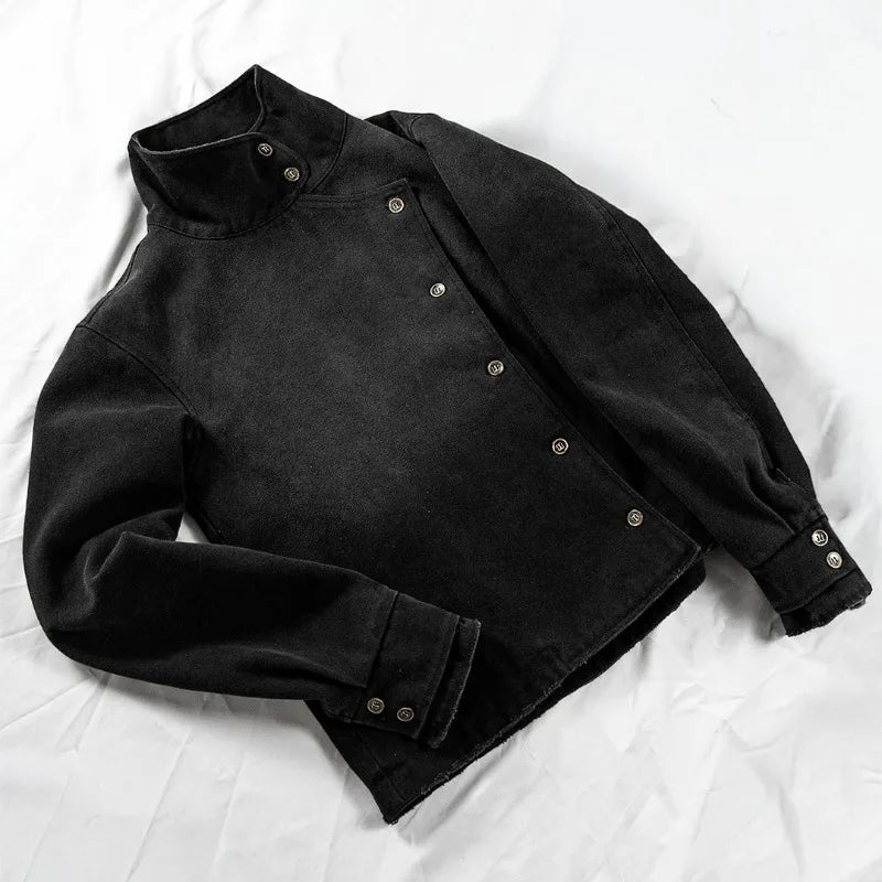 Y2K Fencing Jacket – Vintage Wash Gothic Streetwear Unisex Canvas Coat