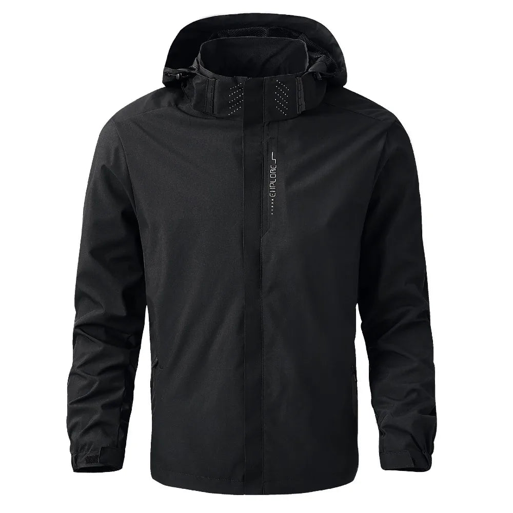 Men's Waterproof Hooded Jacket – Lightweight Windproof Outdoor Raincoat