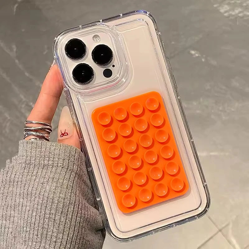 Phone Case Iphone 17 16 15 14 Pro Max Air 16e 11 12 13 7 8 Xr X 3d Suction Cup Airbag Transparent