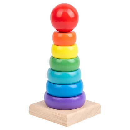 Montessori Wooden Shape Sorting Stacking Toy for Toddlers