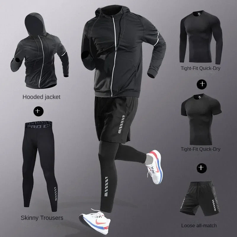 Men's Quick-Dry Compression Fitness Set – 3 to 7 Piece Running Suit