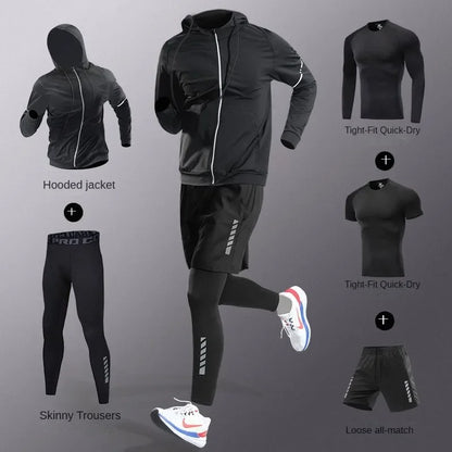 Men's Quick-Dry Compression Fitness Set – 3 to 7 Piece Running Suit