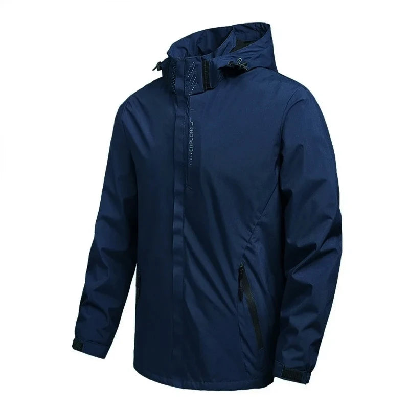 Men's Waterproof Hooded Jacket – Lightweight Windproof Outdoor Raincoat