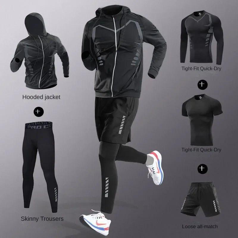 Men's Quick-Dry Compression Fitness Set – 3 to 7 Piece Running Suit