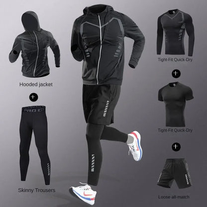Men's Quick-Dry Compression Fitness Set – 3 to 7 Piece Running Suit