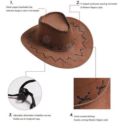 Western Cowboy Hat – Unisex Cowgirl Hat for Women & Men