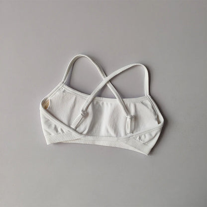 Seamless Cross-Back Sports Bra Women Shockproof Gathering Yoga Crop Top