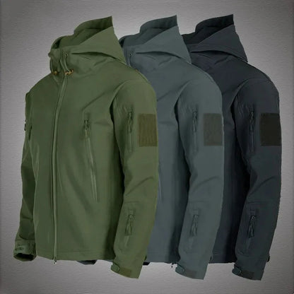 Tactical Soft Shell Jacket – Waterproof Windproof Hooded Outdoor Coat
